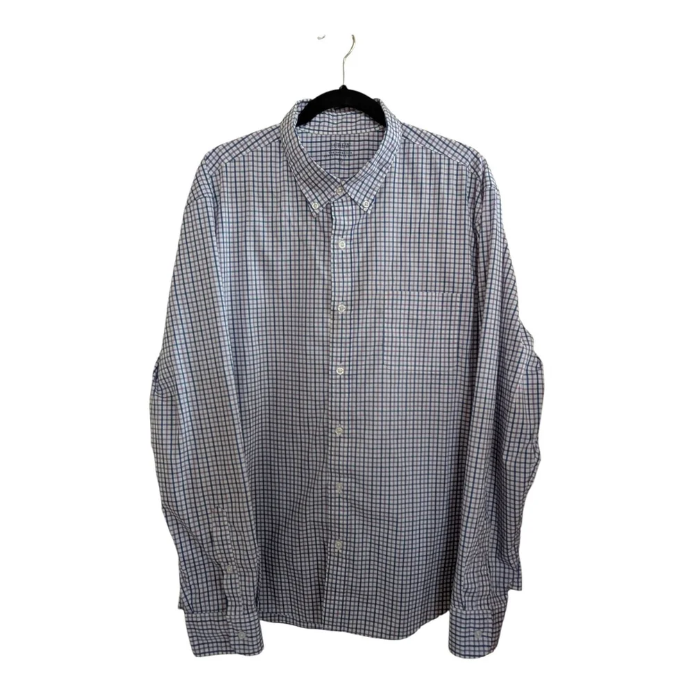 J Crew The Offshore Performance Shirt Mens Blue/ White/Purple Plaid XL Preppy